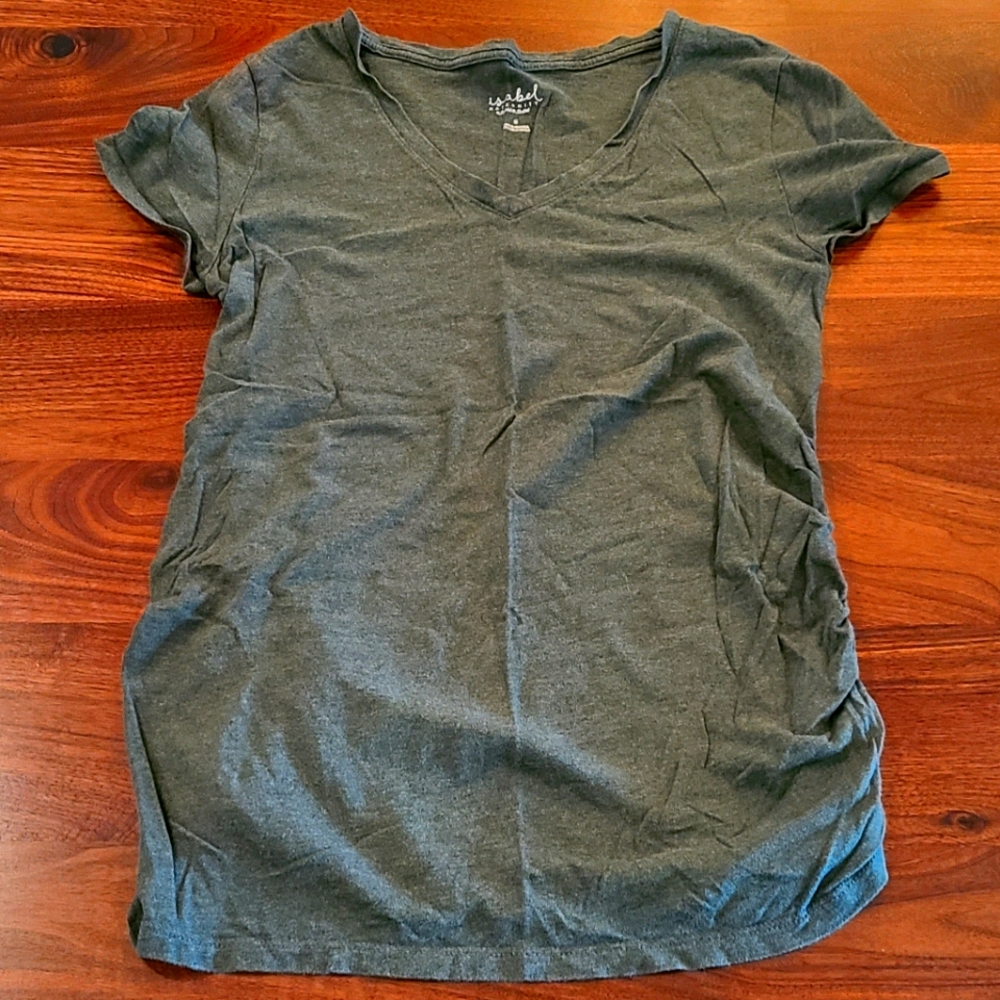 Maternity Short Sleeve V-Neck Side Shirred T-Shirt